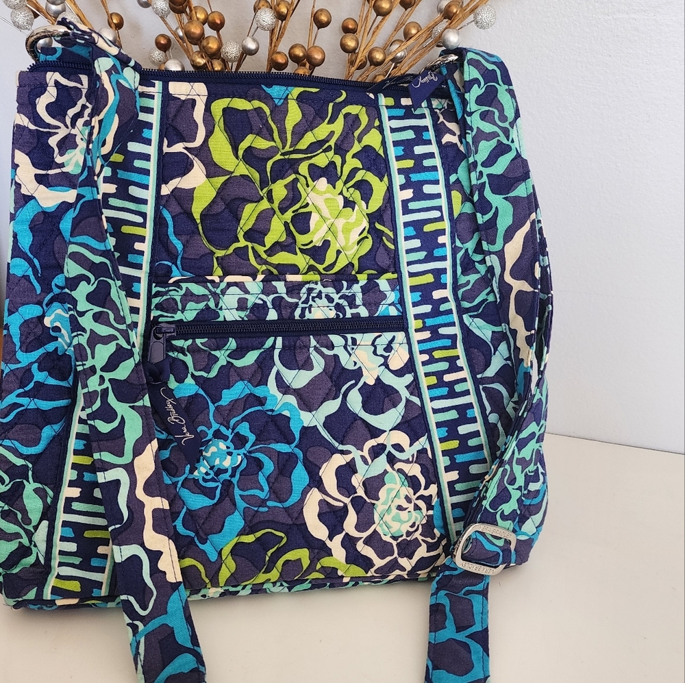 Pre-owned Vera Bradley  Katalina Blues Double Zip Crossbody/ Shoulder Bag